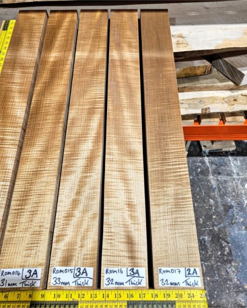 Roasted Flame Maple guitar & bass neck blank