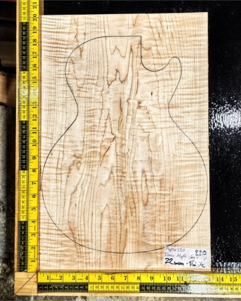 Flame Maple CARVE TOP One Piece Guitar & Bass Top