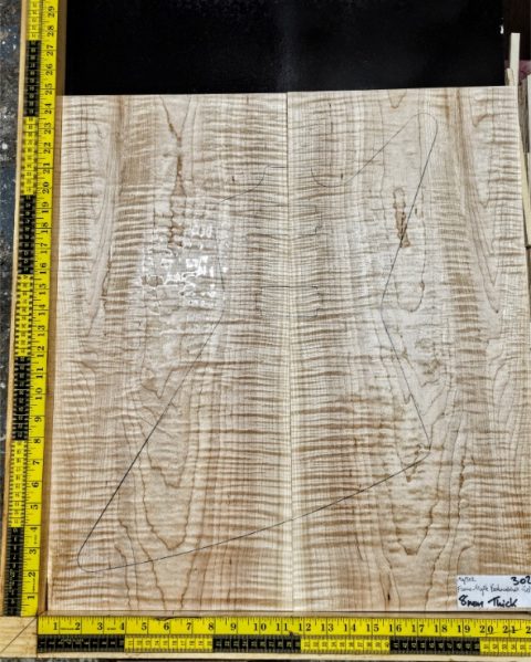 Flame Maple Bookmatched guitar & Bass Top Set