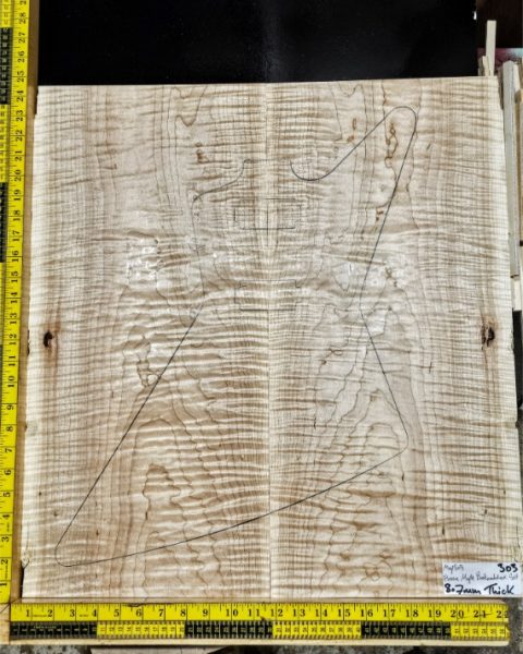 Flame Maple Bookmatched guitar & Bass Top Set