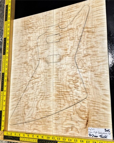 Flame Maple Bookmatched guitar & Bass Top Set