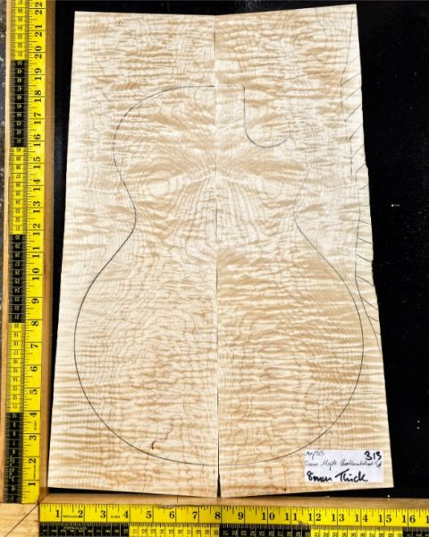 Flame Maple Bookmatched guitar & Bass Top Set