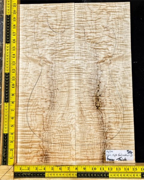 Flame Maple Bookmatched guitar & Bass Top Set