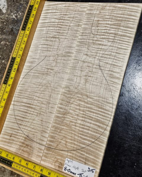 Flame Maple Bookmatched guitar & Bass Top Set