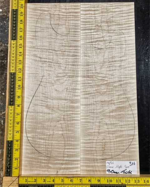 Flame Maple Bookmatched guitar & Bass Top Set