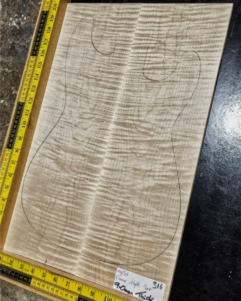 Flame Maple Bookmatched guitar & Bass Top Set