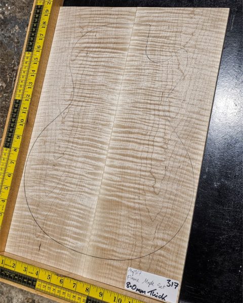 Flame Maple Bookmatched guitar & Bass Top Set