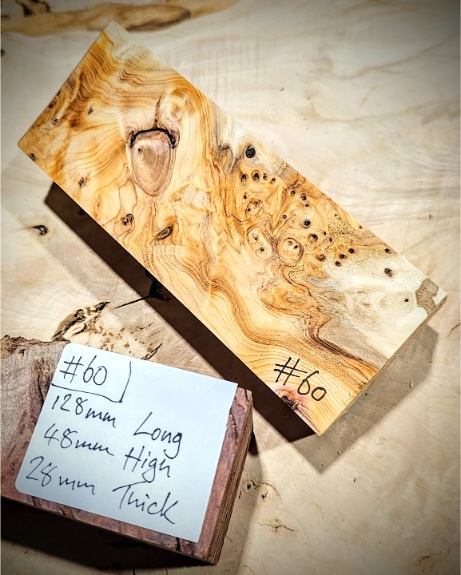 Figured Yew Knife Scales block