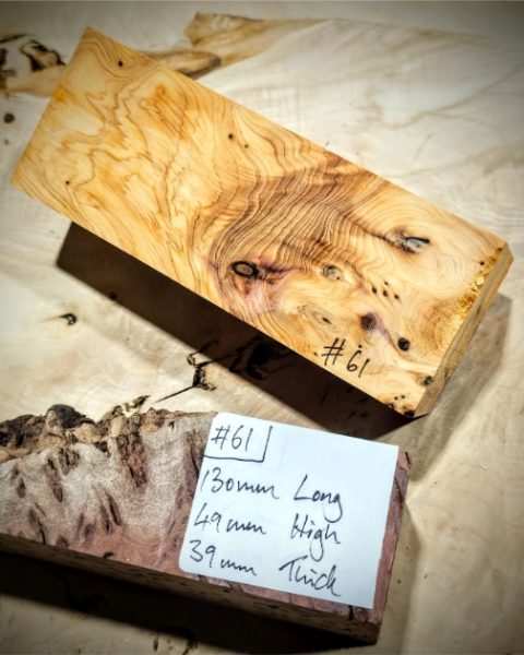Figured Yew Knife Scales block