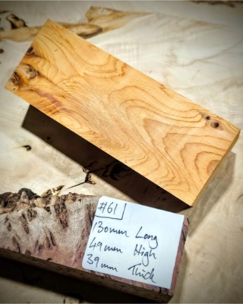 Figured Yew Knife Scales block