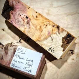 Figured Yew Knife Scales block
