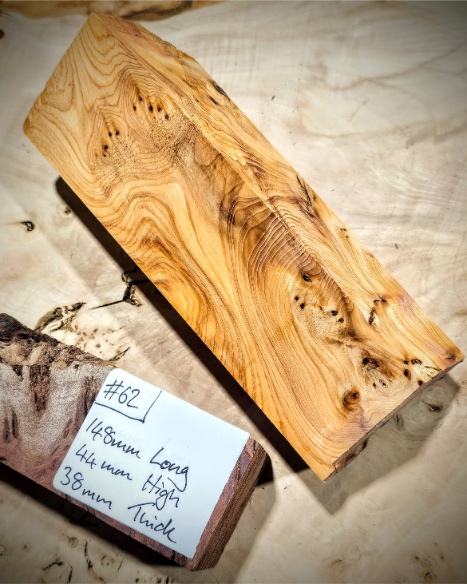 Figured Yew Knife Scales block