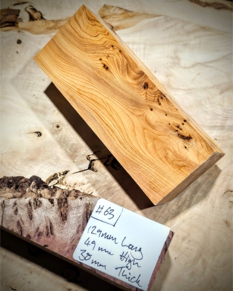 Figured Yew Knife Scales block