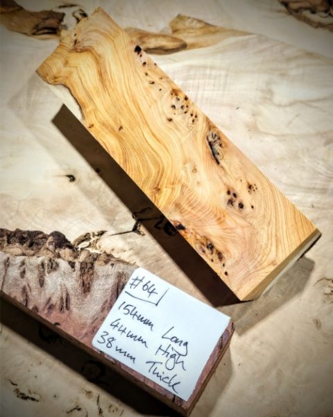 Figured Yew Knife Scales block