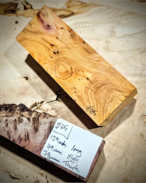 Figured Yew Knife Scales block