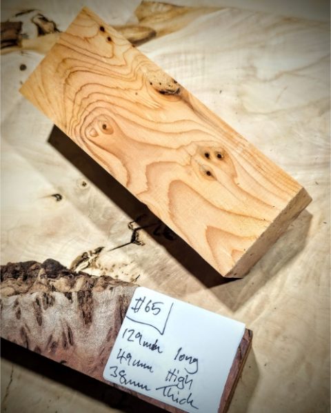 Figured Yew Knife Scales block