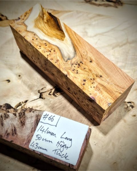 Figured Yew Knife Scales block
