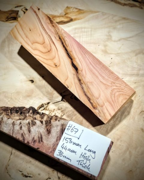 Figured Yew Knife Scales block
