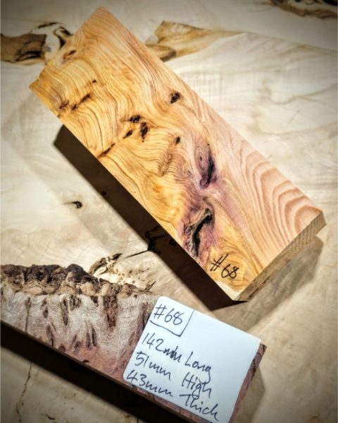Figured Yew Knife Scales block