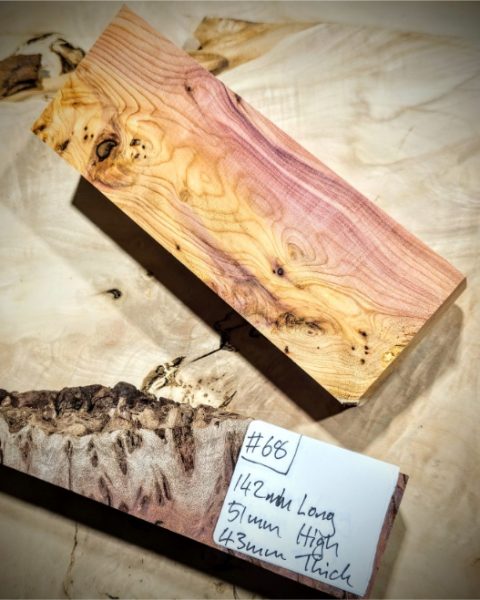 Figured Yew Knife Scales block