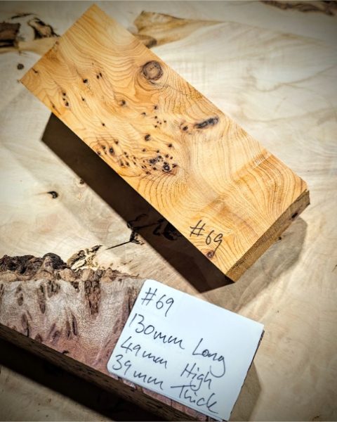Figured Yew Knife Scales block