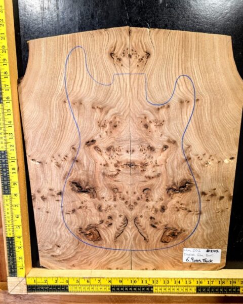 English Elm Burl Guitar & Bass Bookmatched Top Set