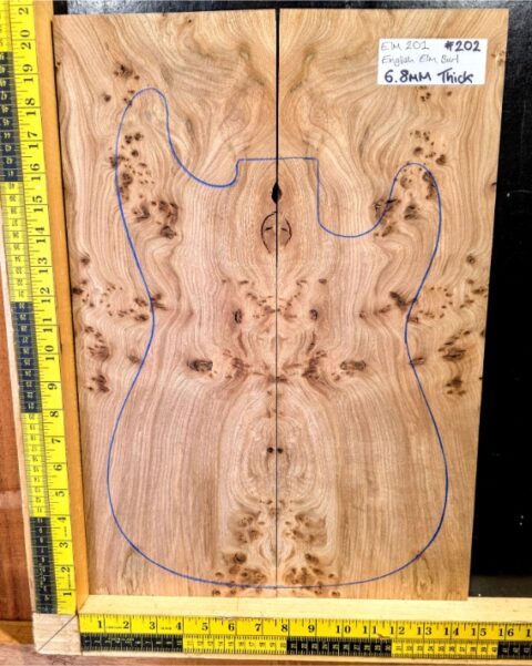 English Elm Burl Guitar & Bass Bookmatched Top Set