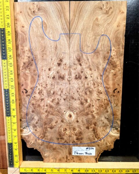 English Elm Burl Guitar & Bass Bookmatched Top Set