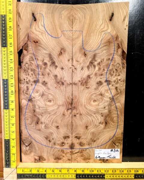 English Elm Burl Guitar & Bass Bookmatched Top Set