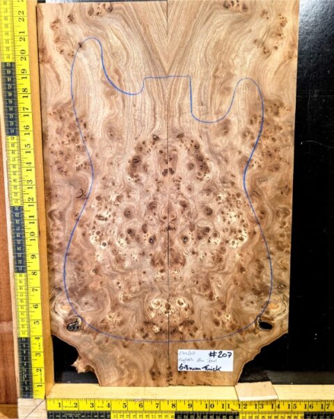 English Elm Burl Guitar & Bass Bookmatched Top Set