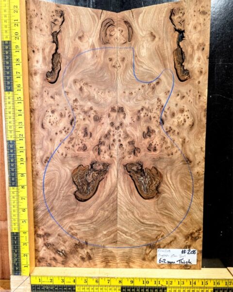 English Elm Burl Guitar & Bass Bookmatched Top Set