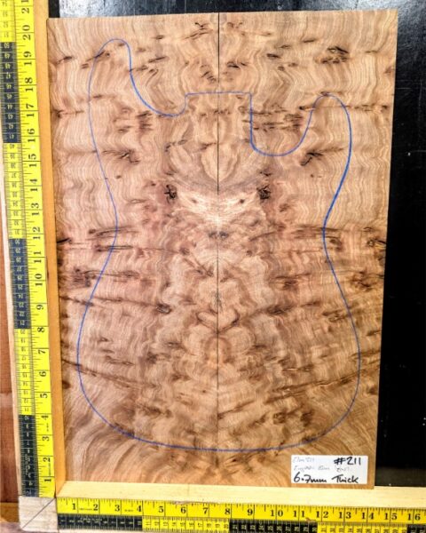 English Elm Burl Guitar & Bass Bookmatched Top Set