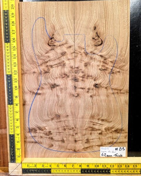 English Elm Burl Guitar & Bass Bookmatched Top Set
