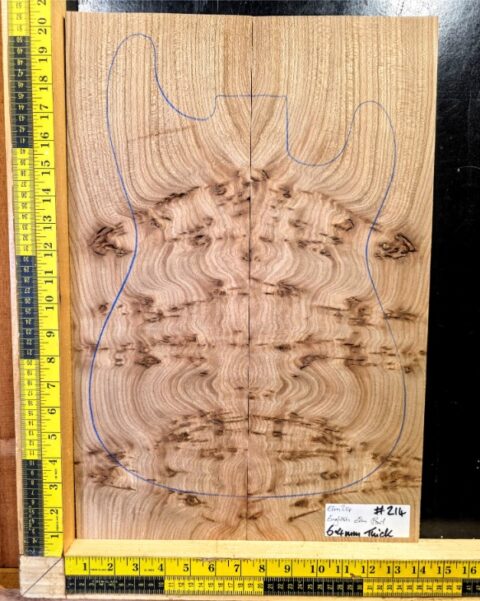 English Elm Burl Guitar & Bass Bookmatched Top Set