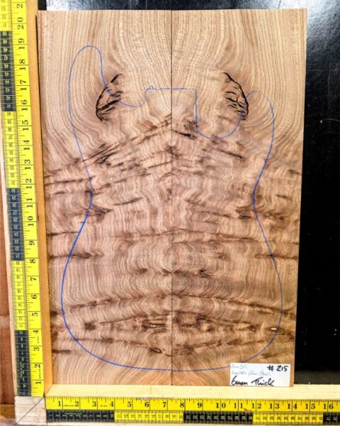 English Elm Burl Guitar & Bass Bookmatched Top Set