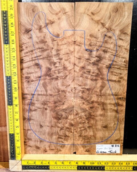 English Elm Burl Guitar & Bass Bookmatched Top Set