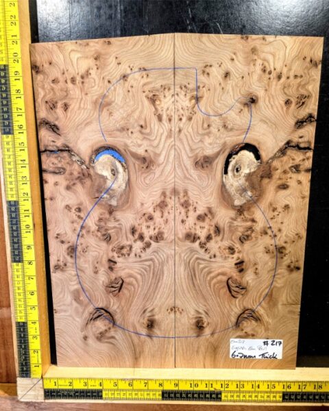 English Elm Burl Guitar & Bass Bookmatched Top Set
