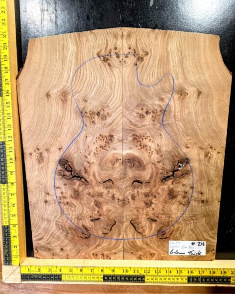 English Elm Burl Guitar & Bass Bookmatched Top Set