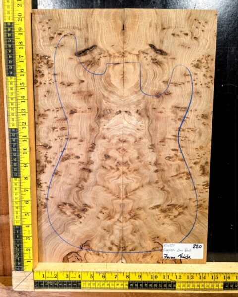 English Elm Burl Guitar & Bass Bookmatched Top Set