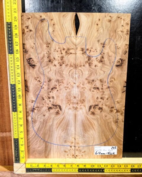 English Elm Burl Guitar & Bass Bookmatched Top Set
