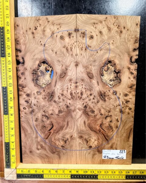 English Elm Burl Guitar & Bass Bookmatched Top Set