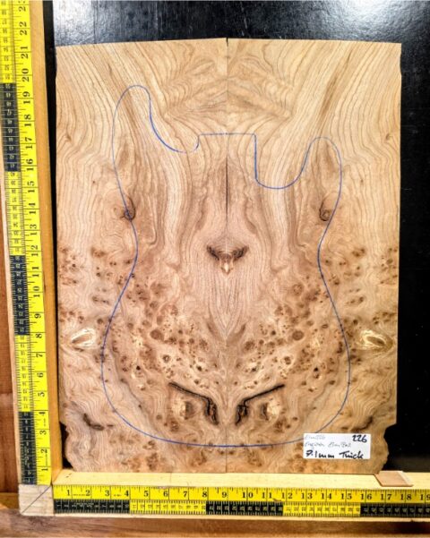 English Elm Burl Guitar & Bass Bookmatched Top Set