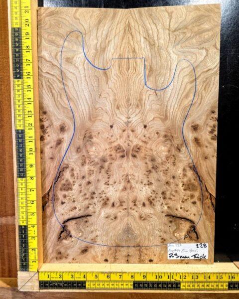English Elm Burl Guitar & Bass Bookmatched Top Set