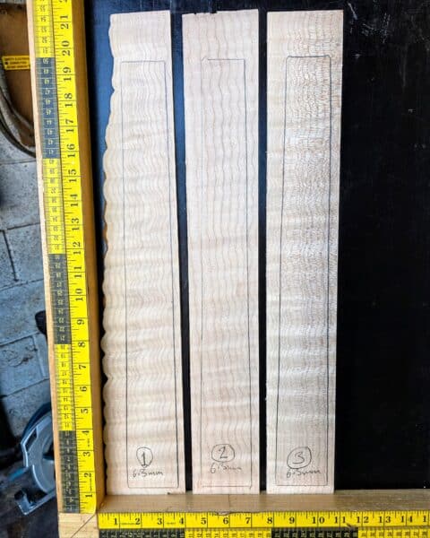 Quilted Flame Maple Guitar Fingerboard Blank
