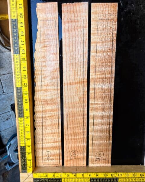 Quilted Flame Maple Guitar Fingerboard Blank