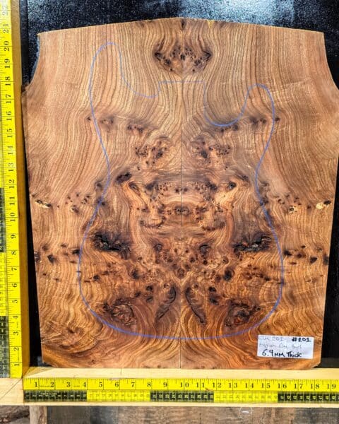 English Elm Burl Guitar & Bass Bookmatched Top Set
