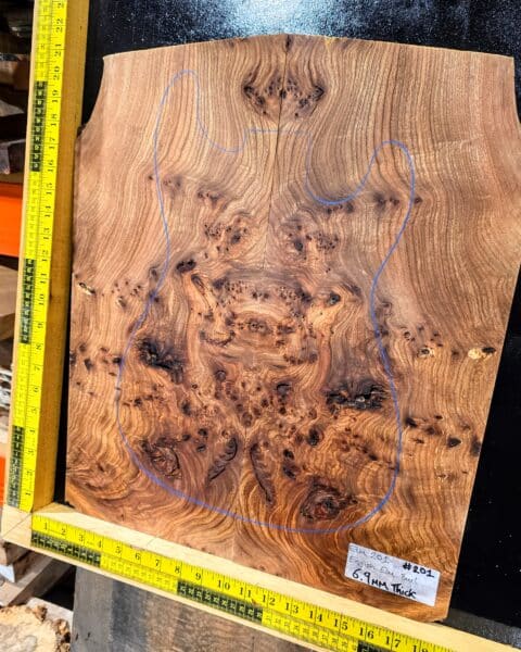 English Elm Burl Guitar & Bass Bookmatched Top Set