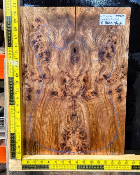 English Elm Burl Guitar & Bass Bookmatched Top Set