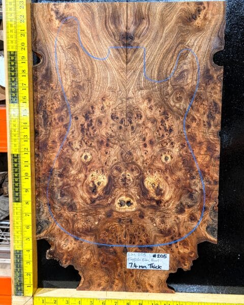 English Elm Burl Guitar & Bass Bookmatched Top Set