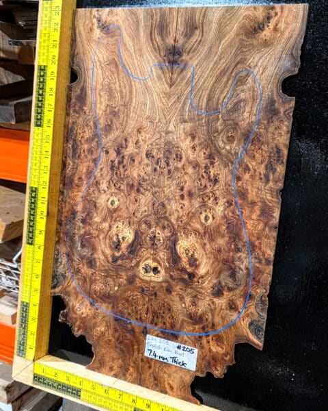 English Elm Burl Guitar & Bass Bookmatched Top Set